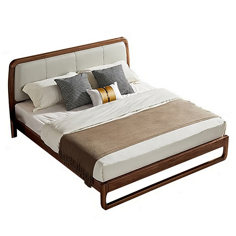 Кровать двуспальная с деревянным каркасом и мягким изголовьем Walnut Bed Орех Кровать двуспальная с деревянным каркасом и мягким изголовьем Walnut Bed Орех в Рязани | Loft Concept