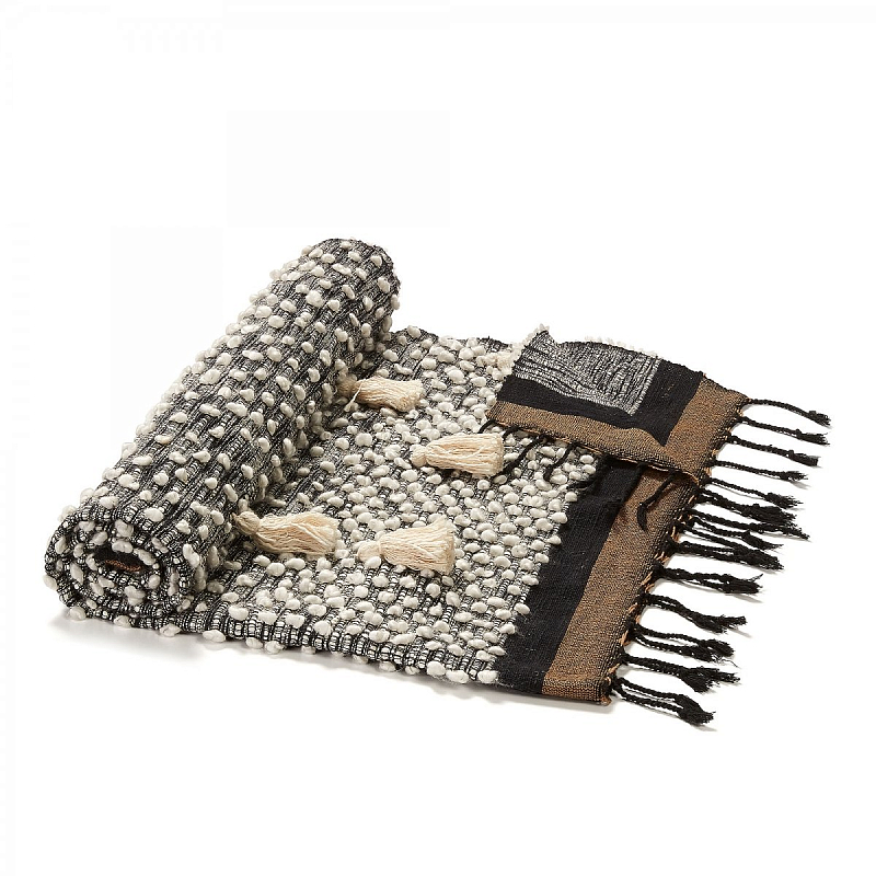 Плед Plaid Boho Tassels Бежевый Коричневый Синий Плед Plaid Boho Tassels Бежевый Коричневый Синий в Рязани | Loft Concept
