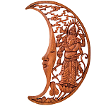 Панно из дерева Ганеша и месяц Panel With Animals варинант исполнения - 1 | Loft Concept в Рязани