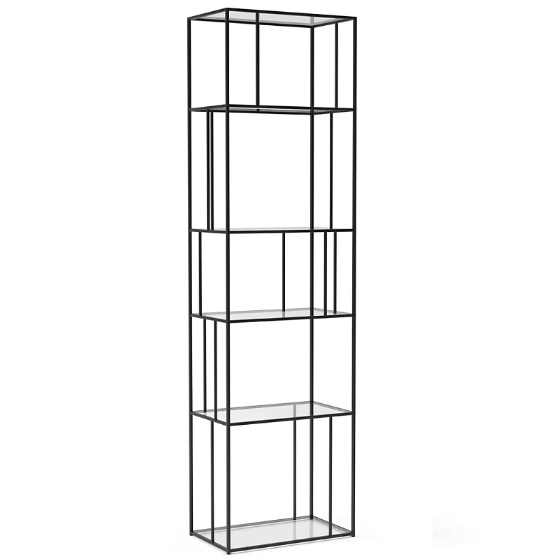 Стеллаж из металла и стекла Menzie Metal Rack Черный Прозрачное Стекло Стеллаж из металла и стекла Menzie Metal Rack Черный Прозрачное Стекло в Рязани | Loft Concept