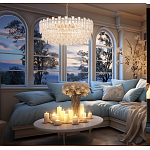 Круглая люстра с хрустальными подвесками на золотистом каркасе Gorgeous Crystal Light варинант исполнения - 13 | Loft Concept в Рязани