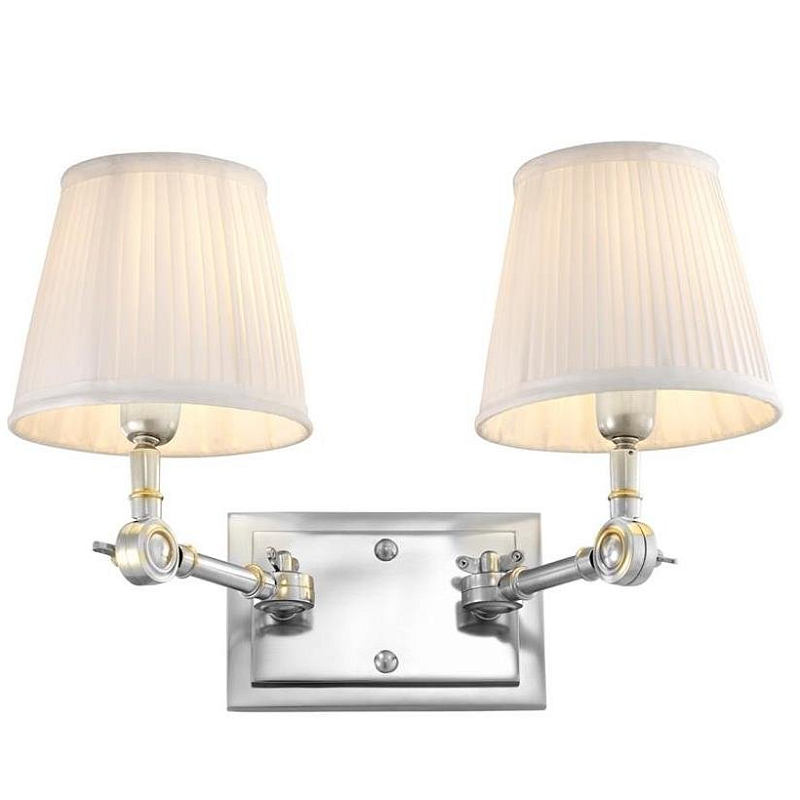 Бра Wall Lamp Wentworth Double Nickel+White Никель Белый Бра Wall Lamp Wentworth Double Nickel+White Никель Белый в Рязани | Loft Concept