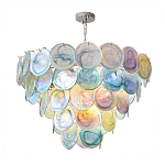 Люстра с каскадом из круглых разноцветных стеклянных дисков Mother of Pearl Iridescence варинант исполнения - 2 | Loft Concept в Рязани