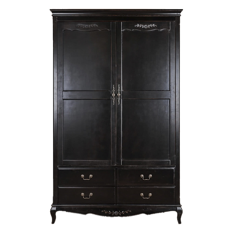 Шкаф черный с 4-мя ящиками и 2-мя дверцами в стиле Прованс Vintage Черный в Рязани | Loft Concept 