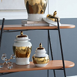 Ваза белая с крышкой и золотистыми фрагментами 46 см Chinoiserie Ceramics варинант исполнения - 2 | Loft Concept в Рязани