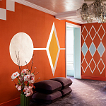 Обои ручная роспись Chez Nina by India Mahdavi Lantana colourway on Arancio dyed silk варинант исполнения - 1 | Loft Concept в Рязани