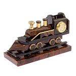 Часы настольные в виде паровоза из натурального камня Обсидиан Train Stone Clock варинант исполнения - 5 | Loft Concept в Рязани