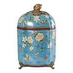 Ваза голубая с крышкой и цветочным узором Genuine Chinese Classics варинант исполнения - 1 | Loft Concept в Рязани