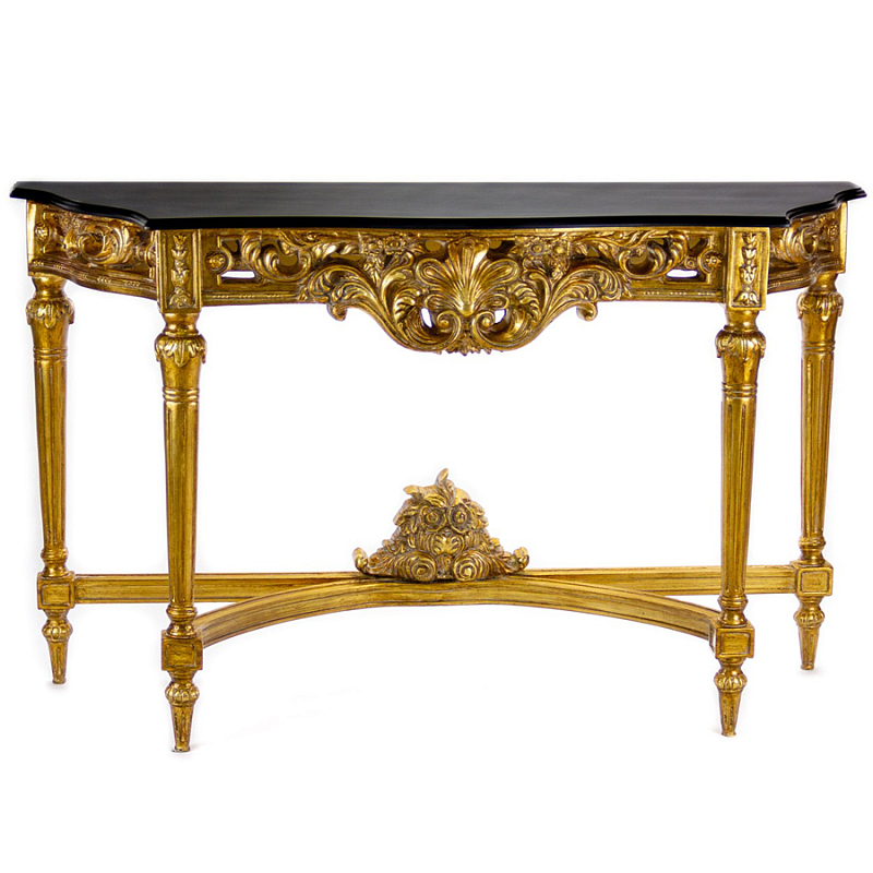 Консоль Console with Gold Monograms Золотой Черный Консоль Console with Gold Monograms Золотой Черный в Рязани | Loft Concept