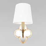 Бра с белым текстильным абажуром и декоративным основанием в виде четырехлистника с зеркальной вставкой Vitorino варинант исполнения - 18 | Loft Concept в Рязани