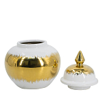 Ваза белая с крышкой и золотистыми фрагментами 24 см Chinoiserie Ceramics варинант исполнения - 2 | Loft Concept в Рязани