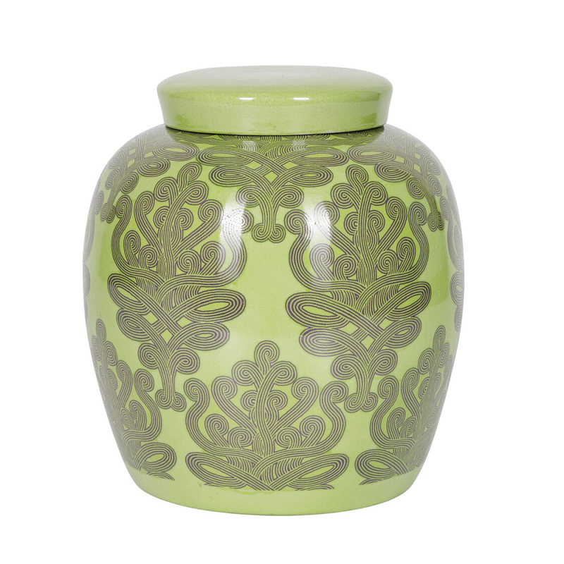Банка с крышкой Porcelain Malachite Jar Зеленый в Рязани | Loft Concept 