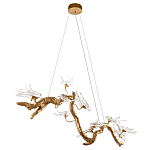 Люстра подвесная линейная с прозрачными стеклянными птичками на ветвях Serip Voa варинант исполнения - 4 | Loft Concept в Рязани