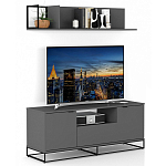 ТВ-тумба цвета графит с  2-мя дверцами и ящиком Strict Lines варинант исполнения - 6 | Loft Concept в Рязани