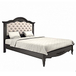 Кровать черная из массива бука с основанием и мягким изголовьем Black Provence варинант исполнения - 1 | Loft Concept в Рязани