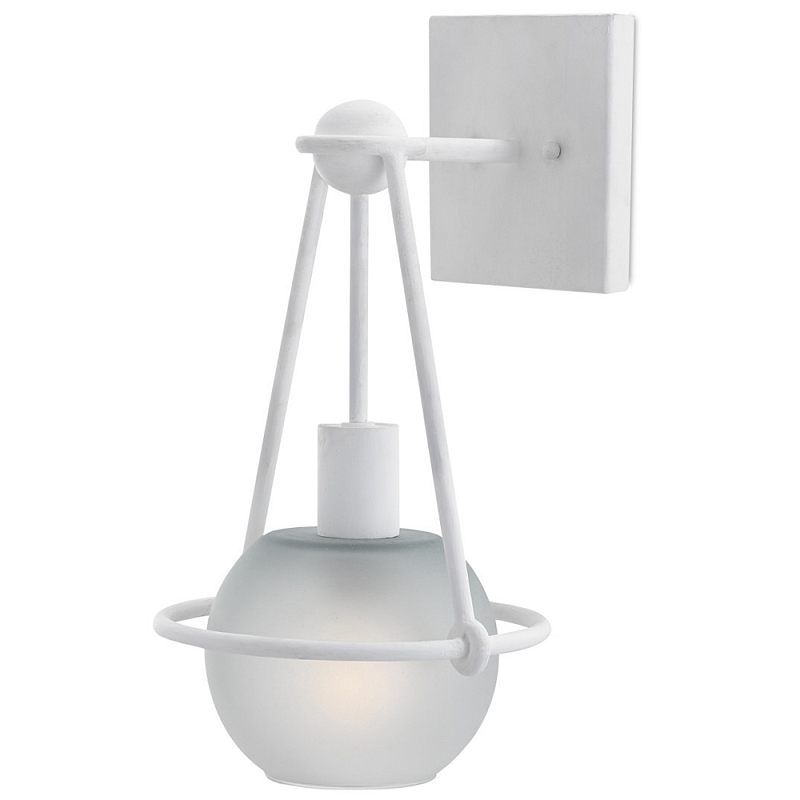 Бра белое с матовым стеклянным плафоном в форме шара White Lighthouse Белый Бра белое с матовым стеклянным плафоном в форме шара White Lighthouse Белый в Рязани | Loft Concept