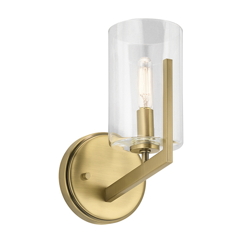 Бра с прозрачным плафоном в форме цилиндра Kichler Латунь Серебряный в Рязани | Loft Concept 