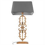 Настольная лампа на ажурном чугунном основании с тканевым серым абажуром Openwork Lamp варинант исполнения - 3 | Loft Concept в Рязани