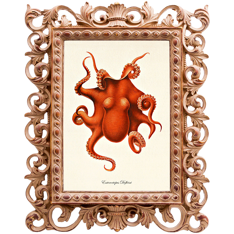Постер Red Octopus Poster Бежевый Красный Постер Red Octopus Poster Бежевый Красный в Рязани | Loft Concept