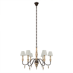 Люстра на металлическом основании с 6-ю белыми тканевыми абажурами Terrain варинант исполнения - 1 | Loft Concept в Рязани