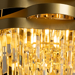 Люстра цвета матового золота с металлическими лентами и длинными прозрачными подвесками Gilded Waves варинант исполнения - 5 | Loft Concept в Рязани