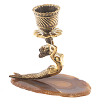 Подсвечник бронзовый из натурального камня агат Stone Candlestick варинант исполнения - 2 | Loft Concept в Рязани