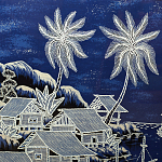 Картина ручная вышивка бисером Ночной пейзаж Night Boat Bay варинант исполнения - 3 | Loft Concept в Рязани