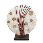 Настольная лампа из перламутра и дерева на подставке Indonesian Round Shell варинант исполнения - 3 | Loft Concept в Рязани