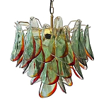 Люстра стеклянная с зелеными лепестками Green Leaf Fall варинант исполнения - 1 | Loft Concept в Рязани