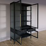 Витрина Primo со стеклянными фасадами и 2 ящиками Черный дуб варинант исполнения - 9 | Loft Concept в Рязани