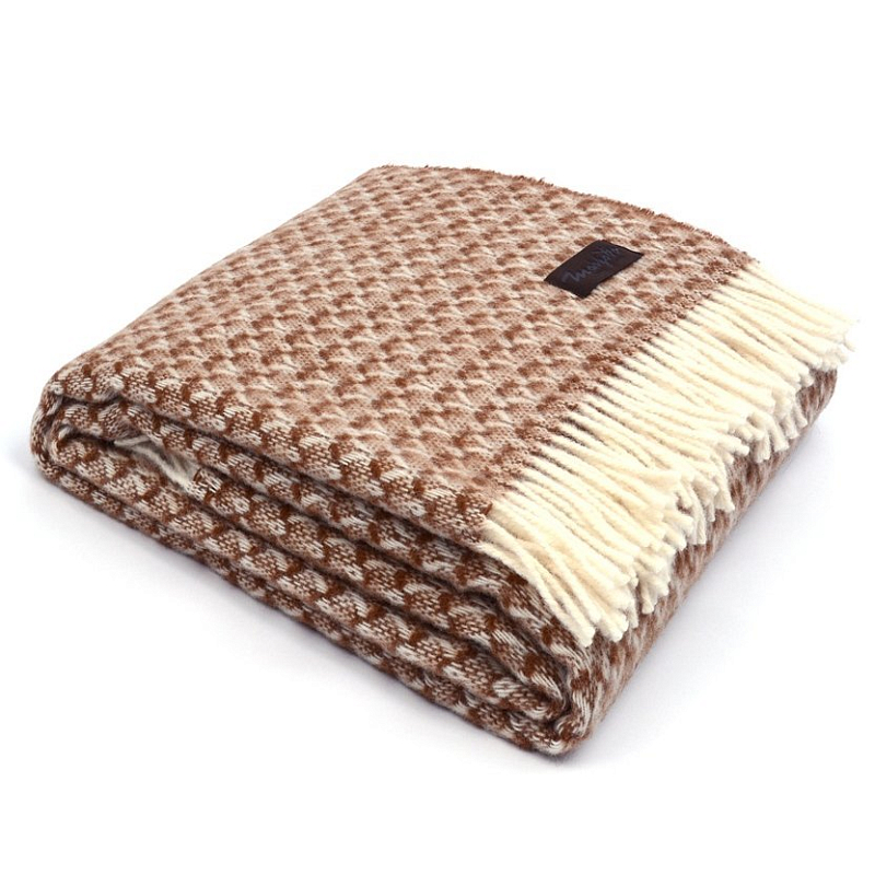 Плед BRIAS TRIANGLE 1200 Marzotto Бежево-серый Коричневый в Рязани | Loft Concept 