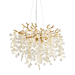 Люстра подвесная золотого цвета с декоративными ветвями и прозрачными рельефными подвесками FAIRYTREE Light варинант исполнения - 1 | Loft Concept в Рязани