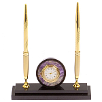 Часы настольные с двумя ручками из натурального камня Stone Clock варинант исполнения - 1 | Loft Concept в Рязани