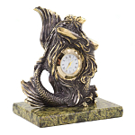 Часы настольные бронзовые в виде русалочки из натурального камня Змеевик Mermaid Stone Clock варинант исполнения - 3 | Loft Concept в Рязани