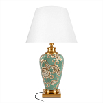 Настольная лампа бирюзовая с цветочным принтом Turquoise Flight варинант исполнения - 1 | Loft Concept в Рязани