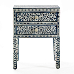 Тумбочка прикроватная White Pearl BEDSIDE CABINET 2 blue DRAWER варинант исполнения - 1 | Loft Concept в Рязани