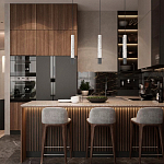 Подвесной светильник с узким цилиндрическим плафоном и черным металлическим декором Concrete Pipe варинант исполнения - 14 | Loft Concept в Рязани