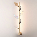 Бра с золотистой вертикальной трубкой и декоративными прозрачными листьями из стекла Sylva  варинант исполнения - 3 | Loft Concept в Рязани