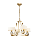 Люстра цвета латунь с 4-мя тканевыми абажурами и стеклянными шарами Quoizel варинант исполнения - 2 | Loft Concept в Рязани