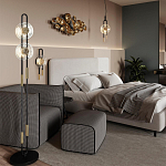 Торшер с 2-мя прозрачными стеклянными плафонами и золотистыми декоративными вставками Virelia варинант исполнения - 2 | Loft Concept в Рязани