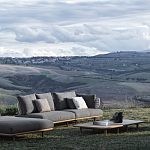 Дизайнерский кофейный стол из дерева с керамической столешницей уличный SWAY Coffee Table варинант исполнения - 7 | Loft Concept в Рязани