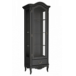 Витрина черная однодверная из массива бука с 4-мя полками и ящиком Black Provence варинант исполнения - 1 | Loft Concept в Рязани