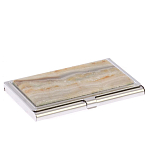 Визитница карманная металлическая с накладкой из натурального камня Агат Stone Business Card Holders  варинант исполнения - 2 | Loft Concept в Рязани