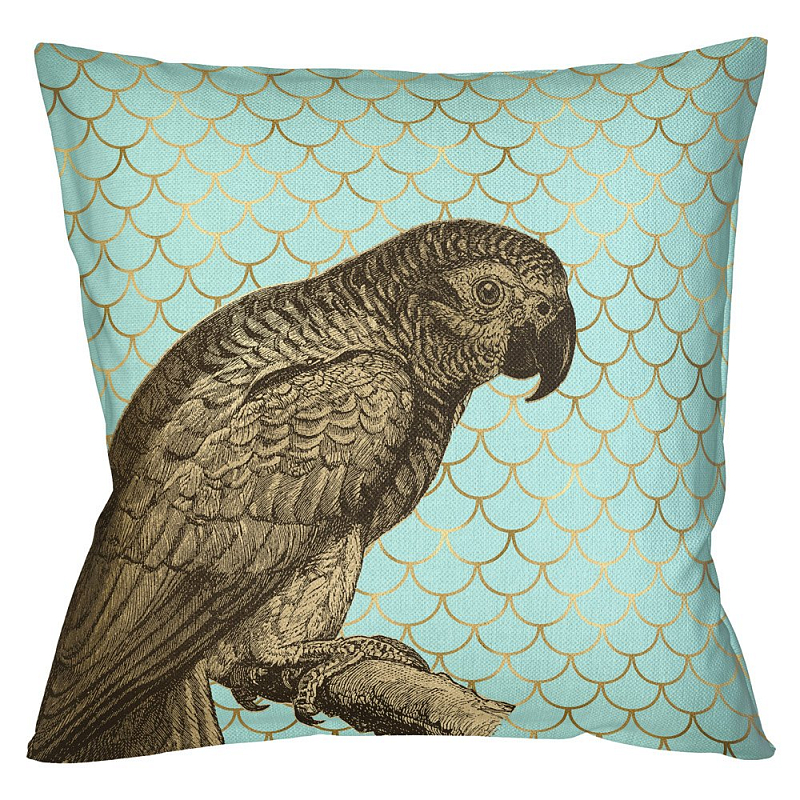 Подушка Safari light blue parrot Бирюзовый Глянцевое золото Подушка Safari light blue parrot Бирюзовый Глянцевое золото в Рязани | Loft Concept