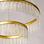 Люстра двухъярусная с золотого цвета и прозрачными подвесками Pettico варинант исполнения - 9 | Loft Concept в Рязани