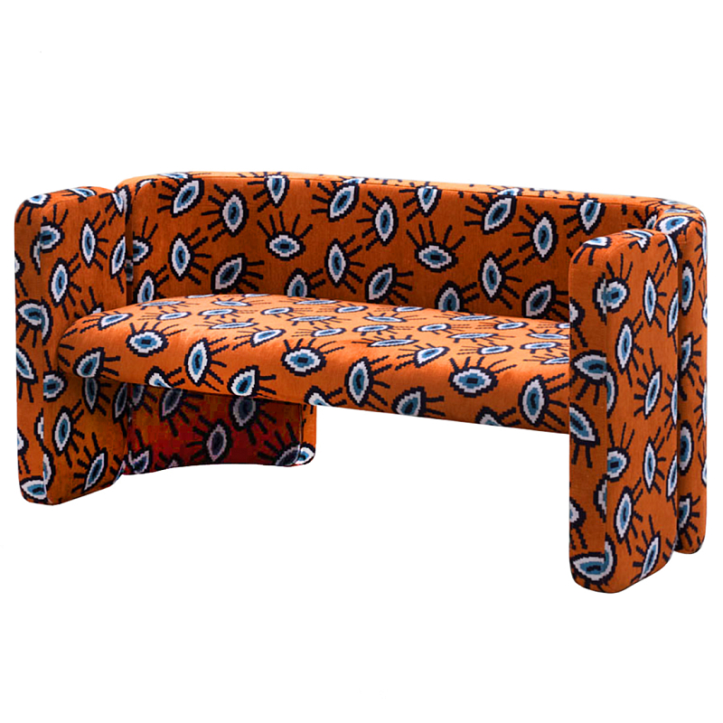 Акцентный Двухместный Диван Leela Оранжевый Орнамент Оранжевый в Рязани | Loft Concept 