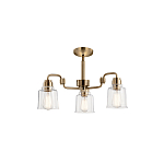 Люстра цвета латунь с 3-мя прозрачными стеклянными плафонами Kichler варинант исполнения - 3 | Loft Concept в Рязани