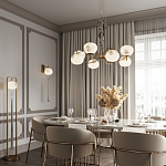 Подвесной светильник с шарообразным плафоном из белого стекла с подвеской из камня и кисточкой Agatelle варинант исполнения - 5 | Loft Concept в Рязани