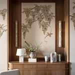 Обои с вышивкой ручной работы Deco Wisteria ﻿Midas colourway on Liso Pearl wool sateen варинант исполнения - 4 | Loft Concept в Рязани