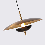 Подвесной светильник с золотым металлическим плафоном округлой формы и декоративным элементом из чёрного мрамора Midnight Grace  варинант исполнения - 2 | Loft Concept в Рязани